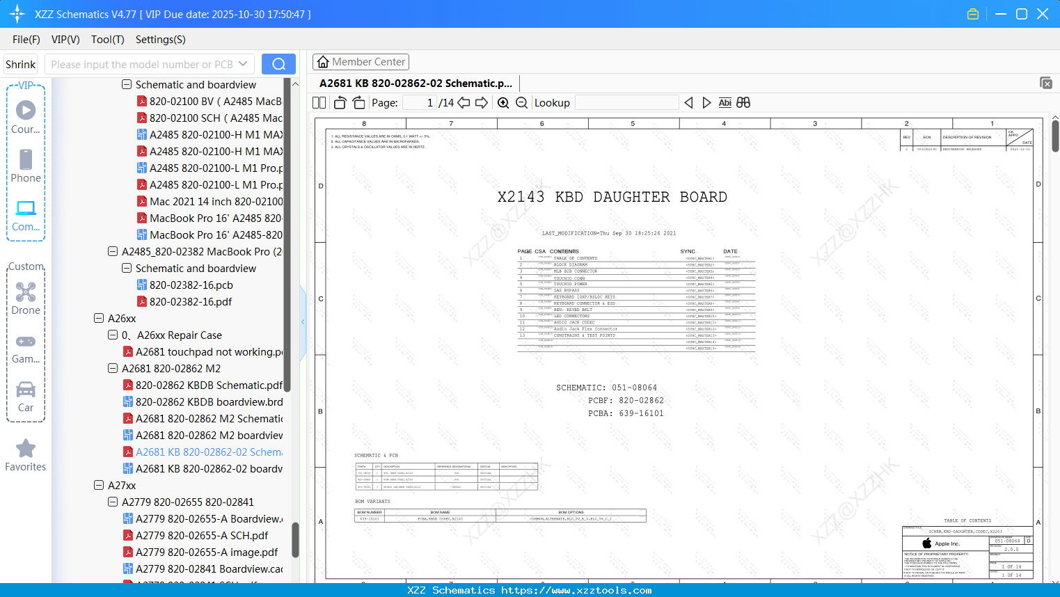 Laptop Apple A2681 KB 820-02862-02 Schematic